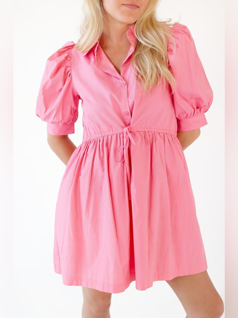 NWT &Merci Boutique Dress, Pink Short Sleeve Dress, Size Small, Tie Waist